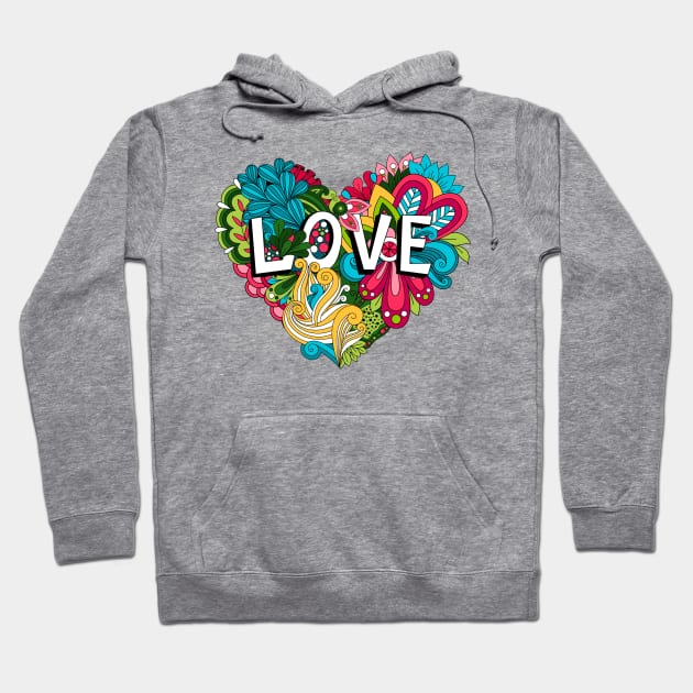 doodle love heart shape Hoodie by Mako Design 